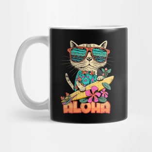 Aloha Surf Cat Hawaii Vintage Mug